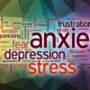Anxiety word cloud concept with abstract background